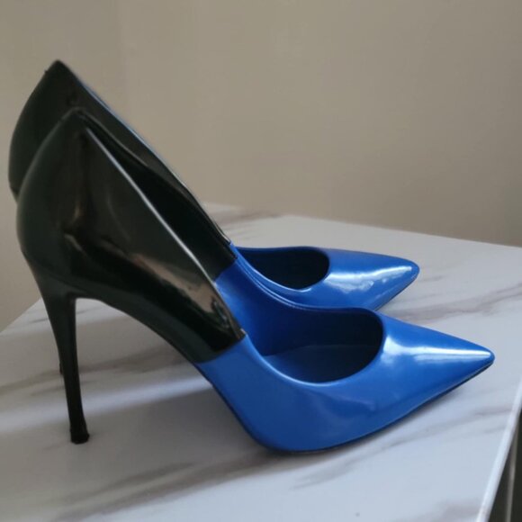 Elegant Black & Royal Blue Heels /Escarpins élégants noir et bleu royal - Picture 5 of 6